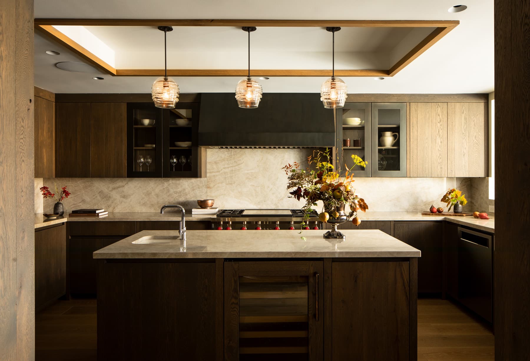 Nida Risto Interior Design in Jackson Hole designed a rustic elegance in the Slopeside Modern Project at Teton Village in Wilson, Wyoming.